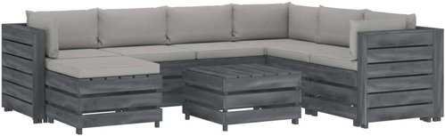 8-piece garden sofa made of pallets + taupe pillows wood 3052060 3052060 - Garden Furniture - Main image