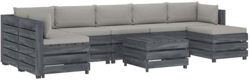 8-piece Garden Sofa made of Pallets + Taupe Pillows Wood 3052071 3052071 - Garden Furniture - Main image