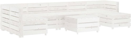 8-piece garden sofa made of pallets wood white 3051707 3051707 - Garden Furniture - Main image