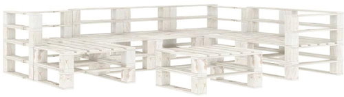8-piece garden sofa from pallets wood white 3052168 3052168 - Garden Furniture - Main image
