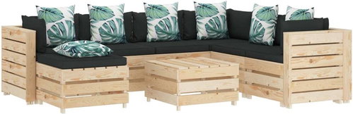 8-Piece Garden Pallet Sofa Set Floral Print Cushions Wood 3051853 3051853 - Garden Furniture - Main image