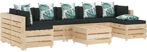 8-piece Garden Sofa Set of Pallets Flowered Cushion Wood 3051864 3051864 - Garden Furniture - Main image