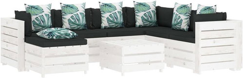 8-piece Garden Sofa made of Pallets Flowered Cushion Wood 3051991 3051991 - Garden Furniture - Main image