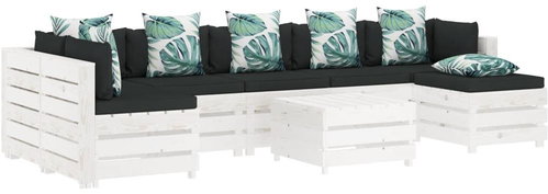 8-piece Garden Sofa made of Pallets Flowered Cushion, Wood 3052002 3052002 - Garden Furniture - Main image