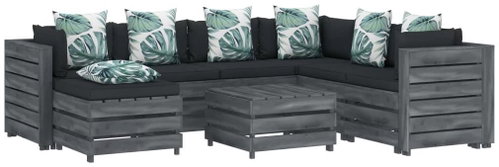 8-piece Garden Sofa made of Pallets Flowered Cushion, Wood 3052129 3052129 - Garden Furniture - Main image