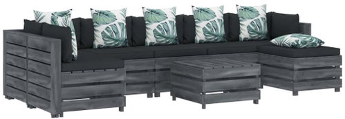 8-piece Garden Sofa made of Pallets Flowered Cushion Wood 3052140 3052140 - Garden Furniture - Main image