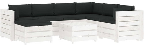 8-piece Garden Sofa made of Pallets with Black Cushions 3051876 3051876 - Garden Furniture - Main image