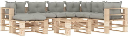 8-Piece Garden Pallet Sofa Set with Taupe Cushions Wood 3052260 3052260 - Garden Furniture - Main image