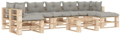 8-piece Garden Sofa made of Pallets with Taupe Cushions Wood 3052271 3052271 - Garden Furniture - Main image