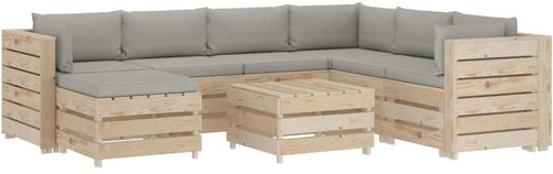 8-piece Garden Sofa made of Pallets with Taupe Cushions Wood 3051784 3051784 - Garden Furniture - Main image