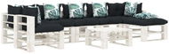 8-piece Garden Set made of Pallets + Angled and Flowered Cushions - Garden Furniture