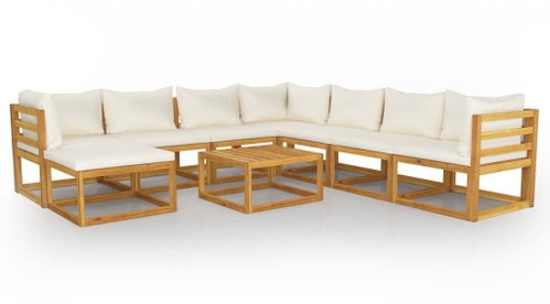 9-piece garden sofa cream cushion solid acacia 3057651 3057651 - Garden Furniture - Main image