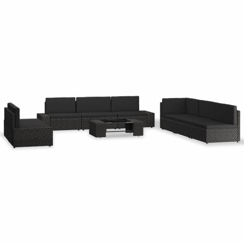 9-piece Garden Sofa Polyrattan Black 3054585 3054585 - Garden Furniture - Main image