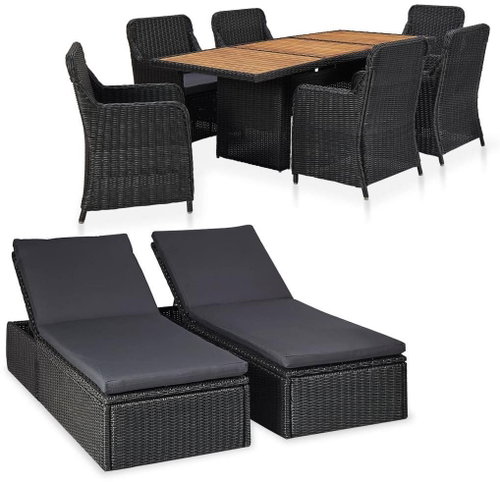 9-piece Garden Sofa Set Polyrattan Black 46542 46542 - Garden Furniture - Main image
