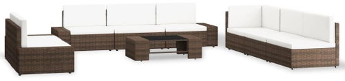 9-Piece Garden Sofa Set Polyrattan Brown 3054597 3054597 - Garden Furniture - Main image
