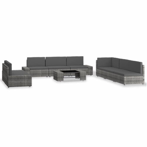 9-piece Garden Sofa Polyrattan Grey 3054609 3054609 - Garden Furniture - Main image