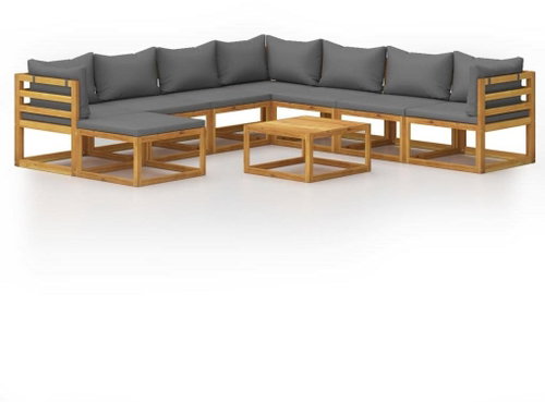 9-piece garden sofa with solid acacia cushions 3057620 3057620 - Garden Furniture - Main image