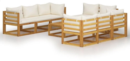 9-piece garden sofa with solid acacia cushions 3057642 3057642 - Garden Furniture - Main image