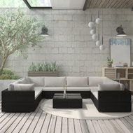 9-Piece Garden Sofa Set With Cushions Polyrattan Black 46786 46786 - Garden Furniture