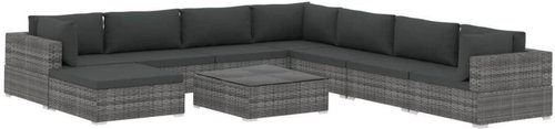 9-piece Garden Sofa with Cushions Polyrattan Grey 46775 46775 - Garden Furniture - Main image