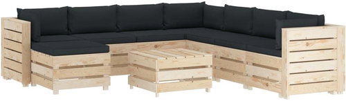 9-piece Garden Sofa made of Pallets + Anthracite Cushions 3051765 3051765 - Garden Furniture - Main image