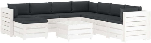 9-piece Garden Sofa Set from Pallets + Anthracite Cushions 3051903 3051903 - Garden Furniture - Main image