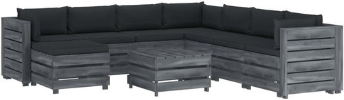 9-piece Garden Sofa made of Pallets + Anthracite Cushions 3052041 3052041 - Garden Furniture - Main image