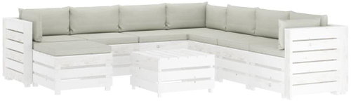 9-piece Garden Sofa made of Pallets + Beige Cushions Wood 3051949 3051949 - Garden Furniture - Main image