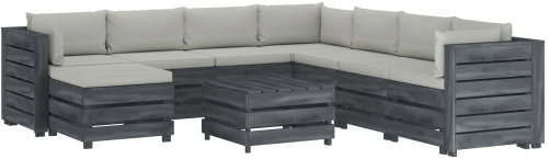 9-piece Garden Sofa made of Pallets + Beige Cushions Wood 3052087 3052087 - Garden Furniture - Main image