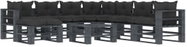 9-Piece Garden Pallet Sofa Set + Black Cushions Wood 3052504 3052504 - Garden Furniture