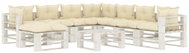 9-piece Garden Sofa made of Pallets + Cream Pillows, Wood 3052456 3052456 - Garden Furniture