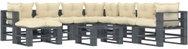 9-piece Garden Sofa set from Pallets + Cream Pillows, Wood 3052600 3052600 - Garden Furniture