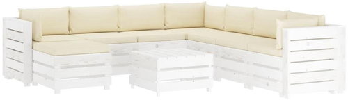 9-piece Garden Sofa set from Pallets + Cream Pillows Wood 3051972 3051972 - Garden Furniture - Main image