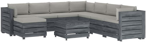 9-piece Garden Sofa made of Pallets + Taupe Cushions Wood 3052064 3052064 - Garden Furniture - Main image