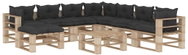 9-piece Garden Sofa Set of Pallets Black Cushion Wood 3052216 3052216 - Garden Furniture