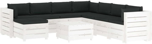 9-Piece Garden Sofa Palette Set Black Cushions Wood 3051880 3051880 - Garden Furniture - Main image