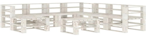 9-piece garden sofa made of pallets wood white 3052172 3052172 - Garden Furniture - Main image