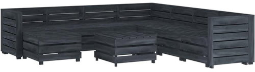 9-piece garden sofa from pallets wood gray 3051719 3051719 - Garden Furniture - Main image
