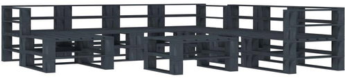 9-piece garden sofa made of pallets wood gray 3052192 3052192 - Garden Furniture - Main image