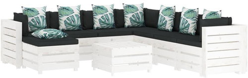 9-piece Garden Sofa made of Pallets Flowered Cushion Wood 3051995 3051995 - Garden Furniture - Main image