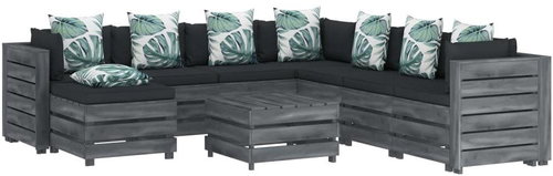 9-piece Garden Sofa made of Pallets, Flowered Cushion, Wood 3052133 3052133 - Garden Furniture - Main image