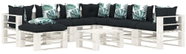 9-piece Garden Set made of Pallets + Angled and Flowered Cushions 3052480 3052480 - Garden Furniture