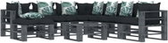 9-piece Garden Set made of Pallets + Angled and Flowered Cushions 3052624 3052624 - Garden Furniture
