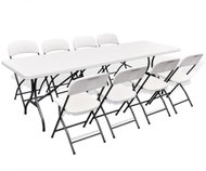 9-piece folding garden dining set HDPE white 244 cm 271763 271763 - Garden Furniture
