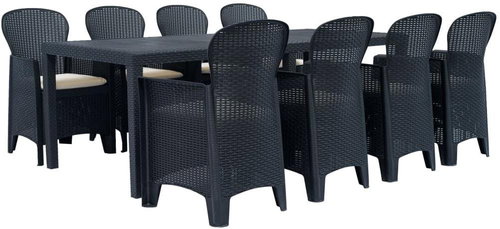 9-piece garden dining set anthracite plastic rattan look 276137 276137 - Garden Furniture - Main image