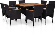 9-piece garden dining set black polyrattan and acacia wood 46183 46183 - Garden Furniture