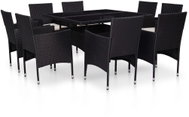 9-piece garden dining set black polyrattan and glass 46185 46185 - Garden Furniture