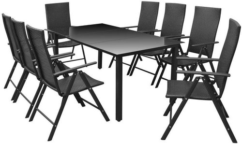 9-piece garden dining set aluminum and polyratan 42777 42777 - Garden Furniture - Main image