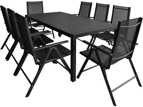 9-piece garden dining set aluminum and WPC black 42771 42771 - Garden Furniture - Main image