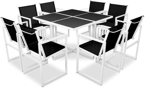 9-piece garden dining set aluminum black 42800 42800 - Garden Furniture - Main image
